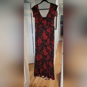 Torrid Black and Red Floral Gown